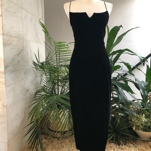 A.J. Bari Black Velvet Midi Dress
